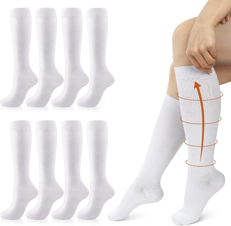 Tisancy 4 Pairs Cotton Compression Socks for Women Men 20-30mmhg Is Best Support Stocking for Running Hiking Cycling - Image 1